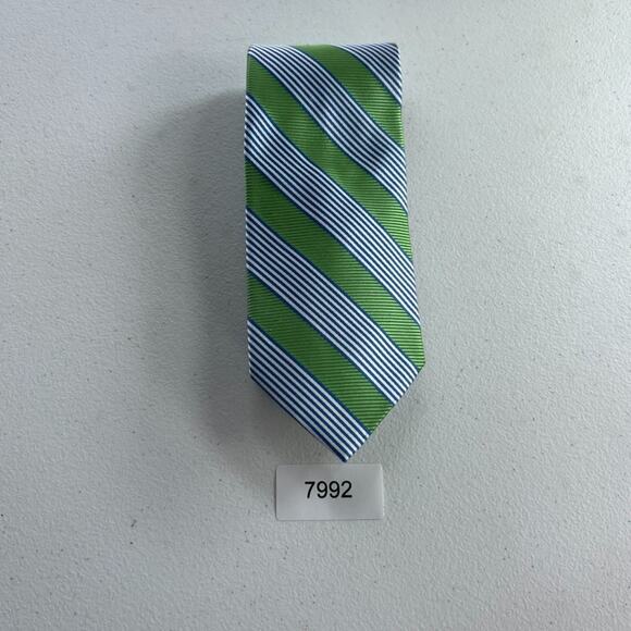 "346" Brooks Brothers Men's Tie 57" 100% Pure Silk Green/ Blue Rep Striped NWT - Picture 9 of 9